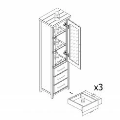 Ridgevalley Standvitrine Touros - Kiefer massiv - Kiefer Weiß / Grau -WOHNZIMMERMÖBEL Verkäufe 1000171365 190424 07580600352 GALLERYIMAGES P000000001000171365