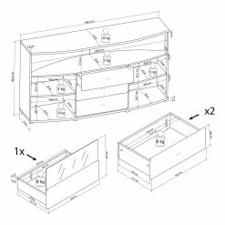 Loftscape Sideboard Jaguare - Hochglanz Weiß / Eiche Ribbeck Dekor -WOHNZIMMERMÖBEL Verkäufe 1000171366 191211 13361400003 SKETCH DETAILS P000000001000171366 sketch