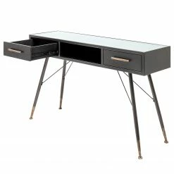 Kare Design Konsolentisch La Gomera - Glas / Stahl - Schwarz / Gold -WOHNZIMMERMÖBEL Verkäufe 1000172867 190429 08142400318 GALLERYIMAGES P000000001000172867