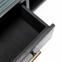 Kare Design Konsolentisch La Gomera - Glas / Stahl - Schwarz / Gold -WOHNZIMMERMÖBEL Verkäufe 1000172867 190429 08142500325 GALLERYIMAGES P000000001000172867