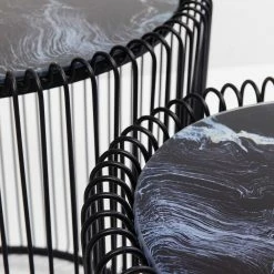 Kare Design Beistelltisch Wire (2-teilig) - Glas / Stahl - Schwarz -WOHNZIMMERMÖBEL Verkäufe 1000172882 190429 08143900476 GALLERYIMAGES P000000001000172882