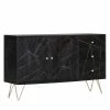 Jack & Alice Sideboard Towa - Akazie massiv / Metall - Schwarz / Gold