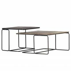 Ars manufacti Couchtisch Tokko (2er-Set) - Eisen - Messing / Schwarz