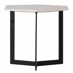 Jack & Alice Beistelltisch Suso - Marmor / Metall - Marmor Weiß / Schwarz
