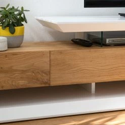 Fredriks TV-Lowboard Hensies - Matt Weiß / Asteiche -WOHNZIMMERMÖBEL Verkäufe 1000174305 200117 07244800002 DETAILS P000000001000174305