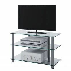 VCM TV-Rack Zumbo II - Aluminium / Glas - Schwarz