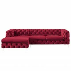 Jack & Alice Ecksofa Leominster - Samt - Bordeaux - Ottomane davorstehend links -WOHNZIMMERMÖBEL Verkäufe 1000176174 190607 15400300018 GALLERYIMAGES P000000001000176174