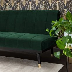 Jack & Alice Schlafsofa Lemming - Samt - Dunkelgrün -WOHNZIMMERMÖBEL Verkäufe 1000176644 200406 16214900003 DETAILS P000000001000176644