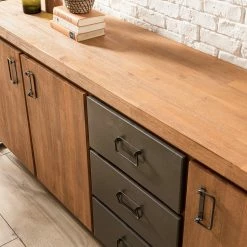 Ars manufacti Sideboard Manchester IV - Akazie massiv / Metall - Akazie / Anthrazit -WOHNZIMMERMÖBEL Verkäufe 1000176686 200320 14040100007 DETAILS P000000001000176686