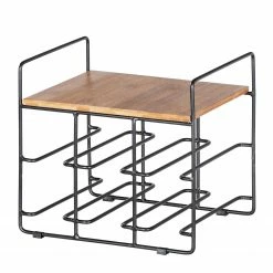 WENKO Weinregal Loft I - Bambus massiv / Edelstahl - Bambus / Schwarz