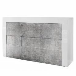 LC Spa Sideboard Easy I - Hochglanz Weiß / Beton Dekor