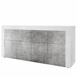LC Spa Sideboard Easy III - Hochglanz Weiß / Beton Dekor