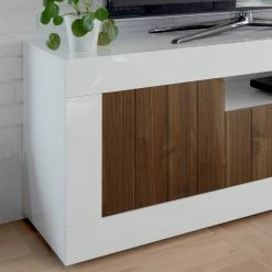 LC Spa TV-Lowboard Urbino - Hochglanz Weiß - Nussbaum Dekor / Weiß -WOHNZIMMERMÖBEL Verkäufe 1000178443 201029 08585900646 DETAILS P000000001000178443