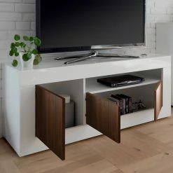 LC Spa TV-Lowboard Urbino - Hochglanz Weiß - Nussbaum Dekor / Weiß -WOHNZIMMERMÖBEL Verkäufe 1000178443 201029 08591100649 DETAILS P000000001000178443