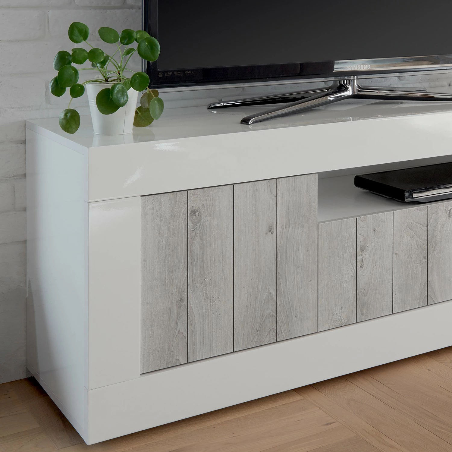 LC Spa TV-Lowboard Urbino - Hochglanz Weiß - Hellgrau / Weiß 4 LC Spa TV-Lowboard Urbino - Hochglanz Weiß - Hellgrau / Weiß – Bild 4
