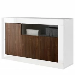 LC Spa Sideboard Urbino II - Nussbaum Dekor / Weiß