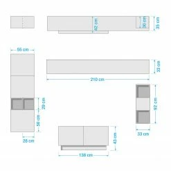 LC Spa Wohnwand Infinity VIII (8-teilig) - Weiß / Beton Dekor -WOHNZIMMERMÖBEL Verkäufe 1000178638 190807 06303100121 SKETCH DETAILS P000000001000178638 sketch