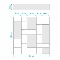 Loftscape Bücherregal Emporior VII - Eiche Schwarzbraun Dekor - Breite: 224 cm -WOHNZIMMERMÖBEL Verkäufe 1000178984 190801 08301600057 SKETCH DETAILS P000000001000178984 sketch