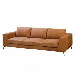 Jack & Alice Sofa Sanchez I (3-Sitzer) - Echtleder Kena: Cognac