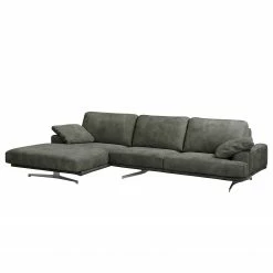 Ars manufacti Ecksofa Hendra I - Echtleder - Anthrazit - Longchair davorstehend links