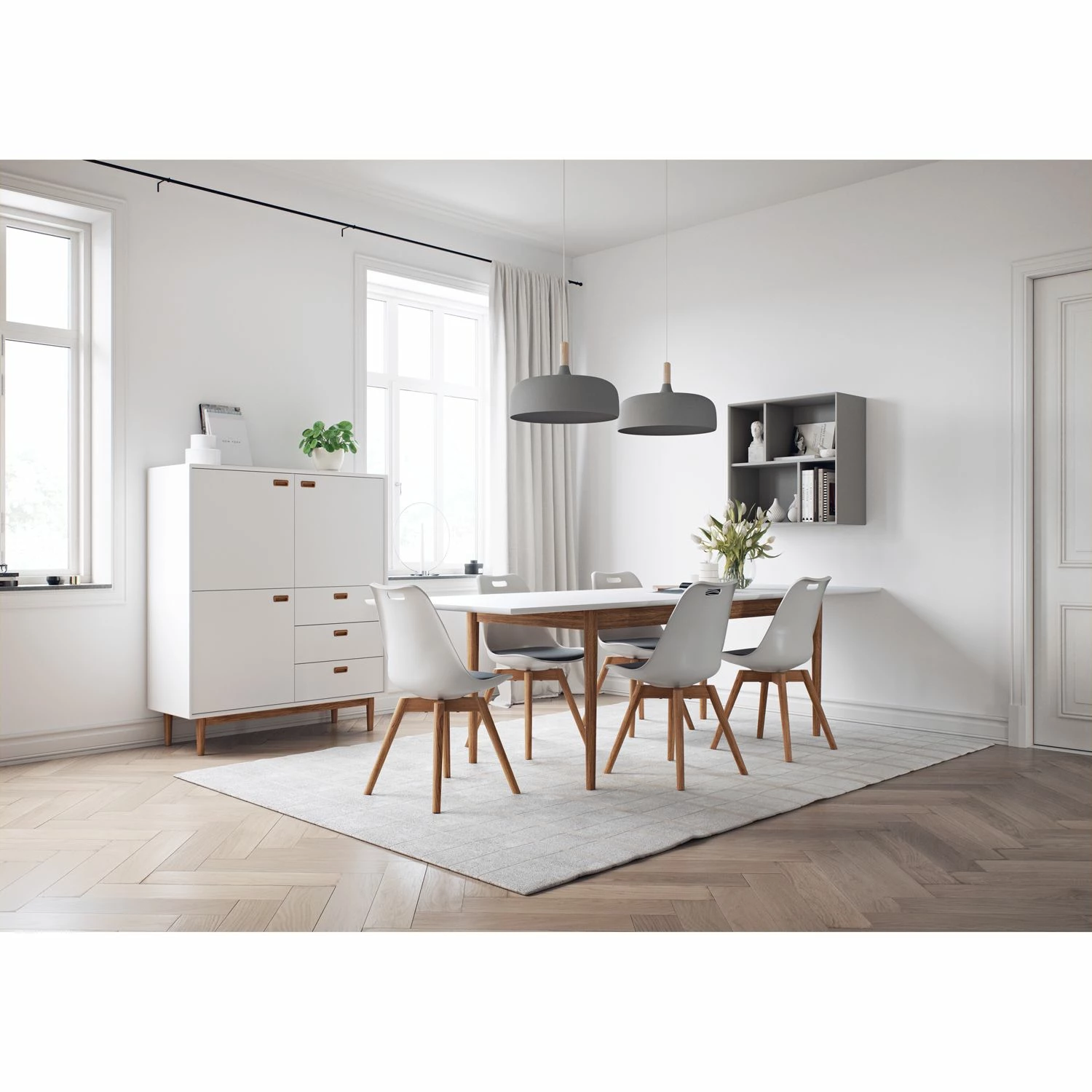 Tenzo Highboard Svea - Weiß / Eiche Dekor 2 Tenzo Highboard Svea - Weiß / Eiche Dekor – Bild 2