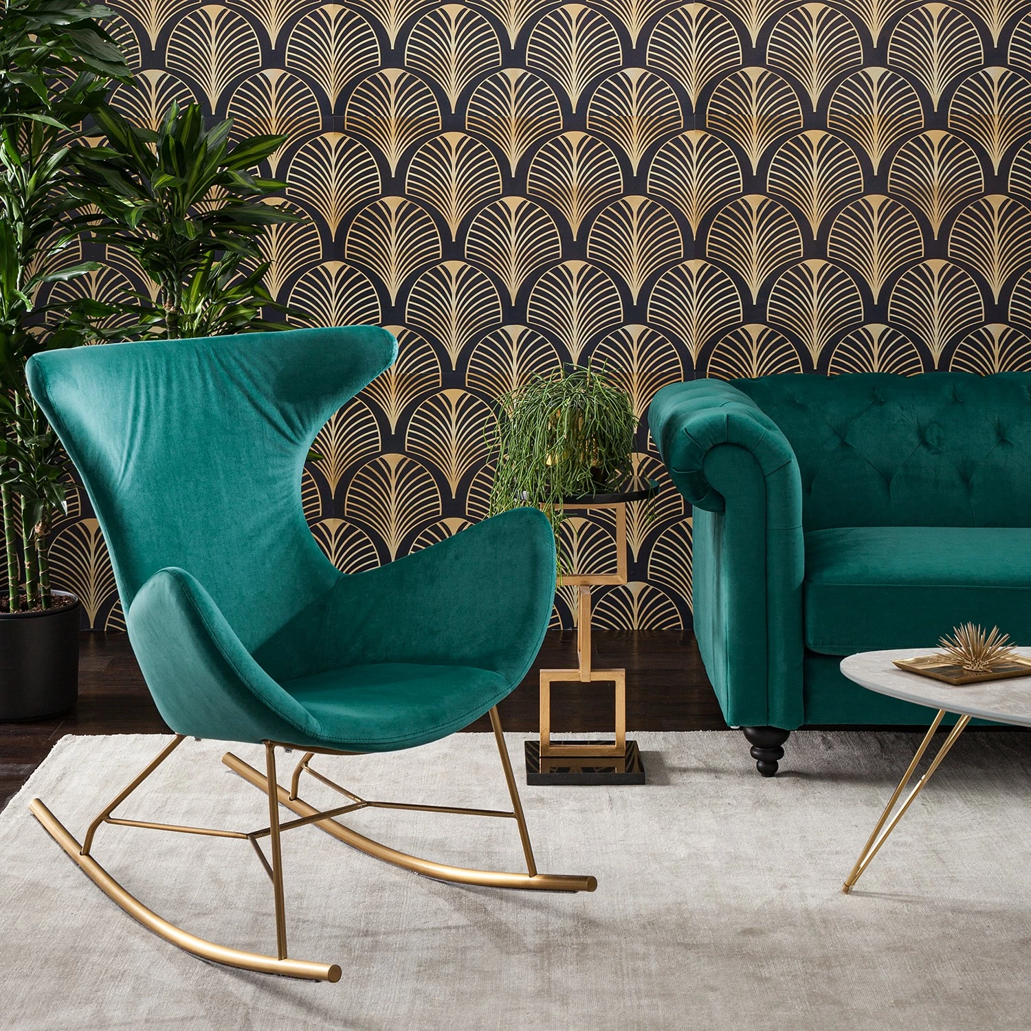 Jack & Alice Sessel Cabuya - Samt - Petrol 2 Jack & Alice Sessel Cabuya - Samt - Petrol – Bild 2