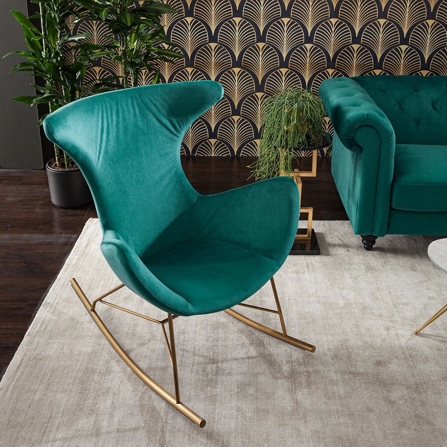 Jack & Alice Sessel Cabuya - Samt - Petrol 3 Jack & Alice Sessel Cabuya - Samt - Petrol – Bild 3