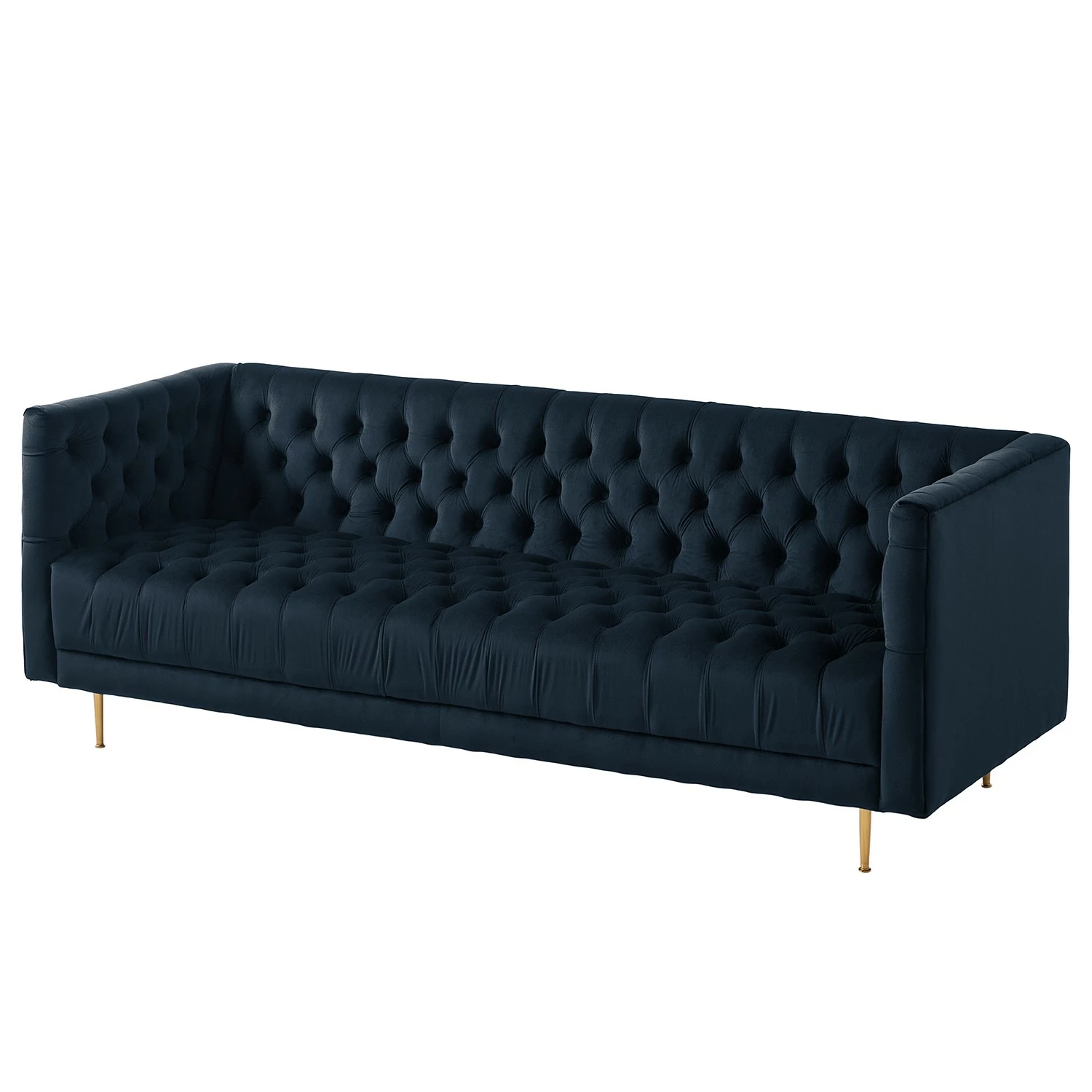 Jack & Alice Sofa Reynella II (3-sitzer) - Samt - Marineblau 1 Jack & Alice Sofa Reynella II (3-sitzer) - Samt - Marineblau