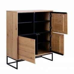 Red Living Highboard Frahan - Wildeiche / Schwarz -WOHNZIMMERMÖBEL Verkäufe 1000181277 190710 16192700037 DETAILS P000000001000181277