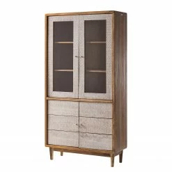 Ars manufacti Vitrinenschrank Buuda - Akazie massiv - Ecru / Akazie