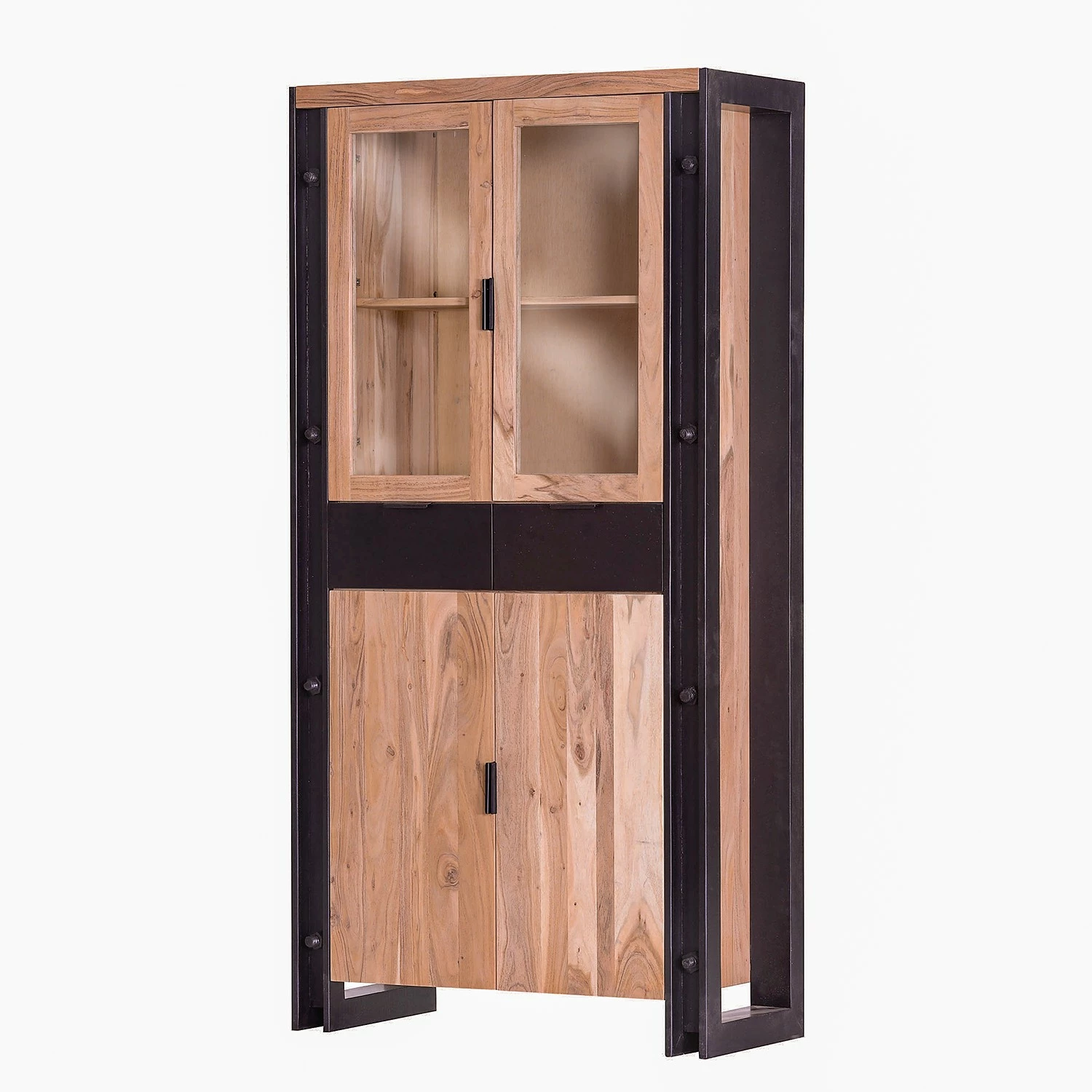 Red Living Vitrine Galvan - Akazie massiv - Akazie / Schwarz 1 Red Living Vitrine Galvan - Akazie massiv - Akazie / Schwarz