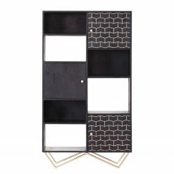Jack & Alice Highboard Towe - Akazie massiv / Metall - Schwarz / Gold -WOHNZIMMERMÖBEL Verkäufe 1000182218 190830 11040300060 DETAILS P000000001000182218