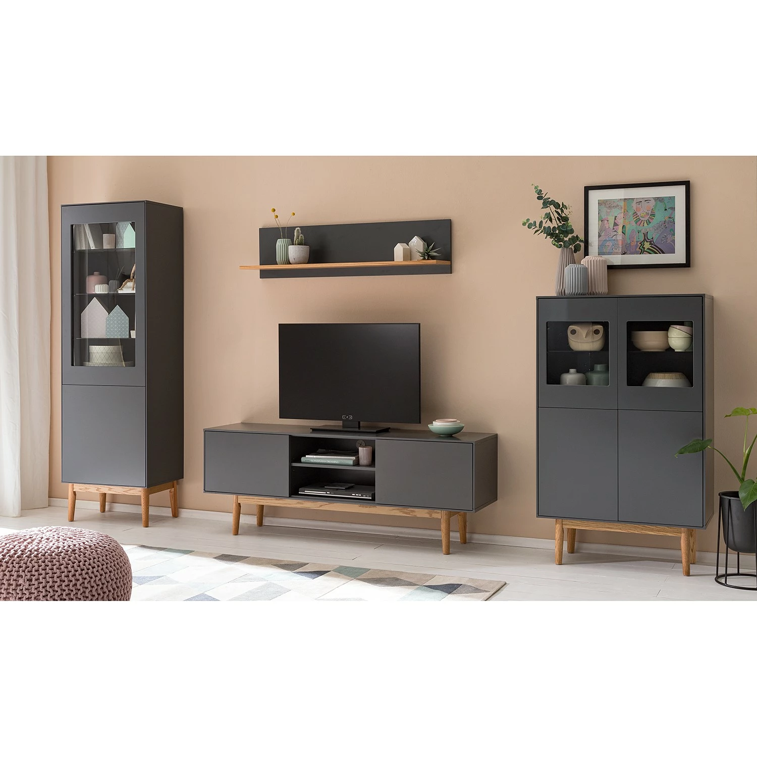 Mørteens Wohnwand Lindholm IV (3-teilig) - Grau 2 Mørteens Wohnwand Lindholm IV (3-teilig) - Grau – Bild 2