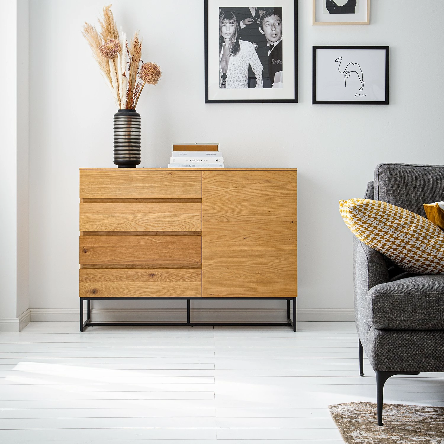 Ars Natura Kommode Nozza - Echtholzfurnier - Eiche / Schwarz 2 Ars Natura Kommode Nozza - Echtholzfurnier - Eiche / Schwarz – Bild 2