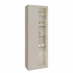 Now! by hülsta Standvitrine hülsta now vision - Hochglanz Saharagrau - Glastür rechts