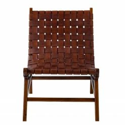 Ars manufacti Loungesessel Bourbourg I - Echtleder / Teakholz massiv - Cognacbraun / Teak -WOHNZIMMERMÖBEL Verkäufe 1000183949 200317 14382800008 DETAILS P000000001000183949