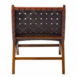 Ars manufacti Loungesessel Bourbourg I - Echtleder / Teakholz massiv - Cognacbraun / Teak -WOHNZIMMERMÖBEL Verkäufe 1000183949 200317 14382800010 DETAILS P000000001000183949