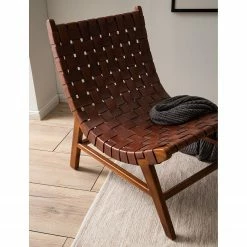 Ars manufacti Loungesessel Bourbourg I - Echtleder / Teakholz massiv - Cognacbraun / Teak -WOHNZIMMERMÖBEL Verkäufe 1000183949 200529 13275500002 DETAILS P000000001000183949