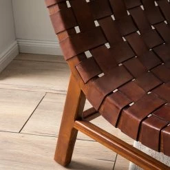 Ars manufacti Loungesessel Bourbourg I - Echtleder / Teakholz massiv - Cognacbraun / Teak -WOHNZIMMERMÖBEL Verkäufe 1000183949 200529 13275600003 DETAILS P000000001000183949