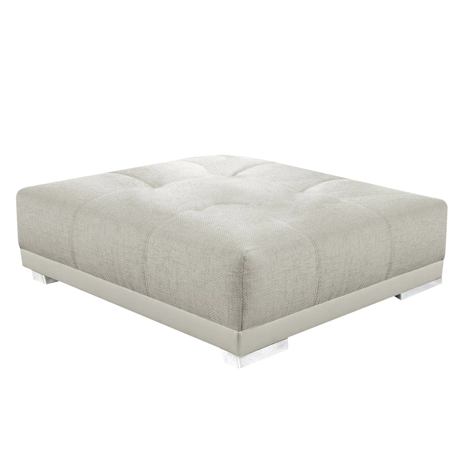 Home Design Hocker Pesaro Kunstleder / Webstoff - Weiß / Beige 1 Home Design Hocker Pesaro Kunstleder / Webstoff - Weiß / Beige