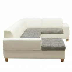 Ars Natura Wohnlandschaften Roblin II - Strukturstoff / Kunstleder - Grau / Weiß - Longchair davorstehend links - Schlaffunktion - Bettkasten -WOHNZIMMERMÖBEL Verkäufe 1000186855 200723 19000600475 DETAILS P000000001000186855