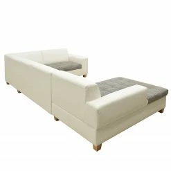 Ars Natura Wohnlandschaften Roblin II - Strukturstoff / Kunstleder - Grau / Weiß - Longchair davorstehend links - Schlaffunktion - Bettkasten -WOHNZIMMERMÖBEL Verkäufe 1000186855 200723 19000800478 DETAILS P000000001000186855