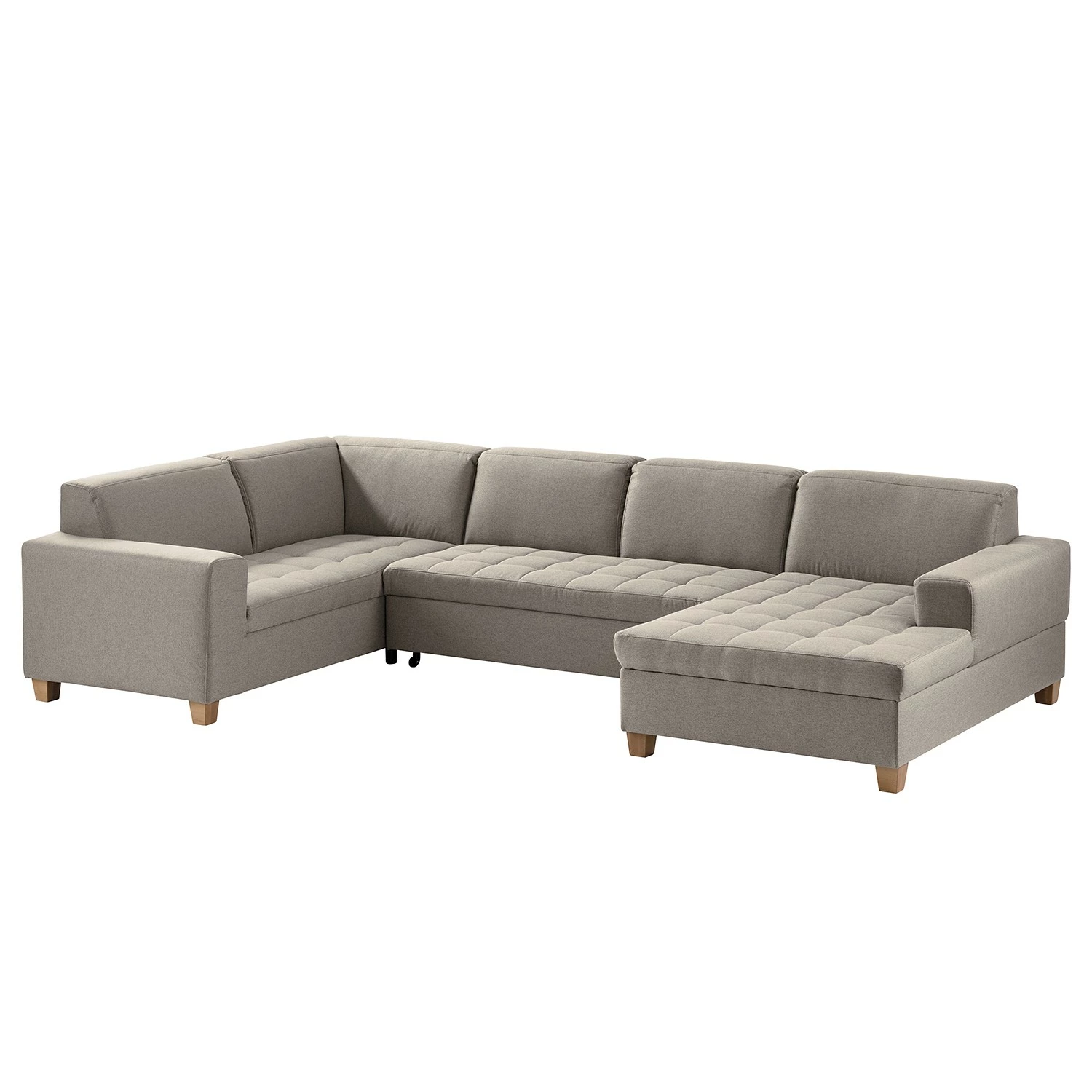 Ars Natura Wohnlandschaft Roblin I - Webstoff - Granit - Longchair davorstehend rechts - Schlaffunktion - Bettkasten 1 Ars Natura Wohnlandschaft Roblin I - Webstoff - Granit - Longchair davorstehend rechts - Schlaffunktion - Bettkasten