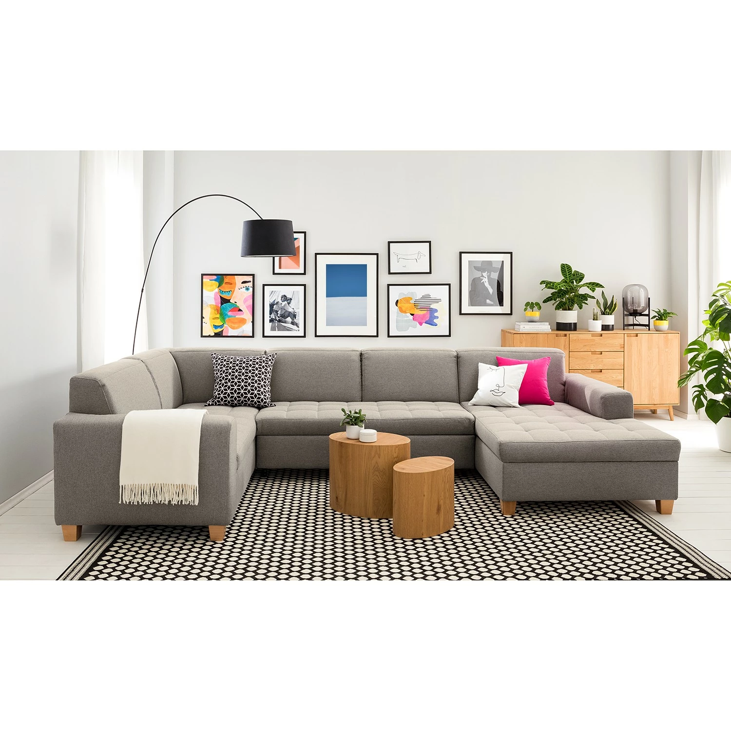 Ars Natura Wohnlandschaft Roblin I - Webstoff - Granit - Longchair davorstehend rechts - Schlaffunktion - Bettkasten 2 Ars Natura Wohnlandschaft Roblin I - Webstoff - Granit - Longchair davorstehend rechts - Schlaffunktion - Bettkasten – Bild 2