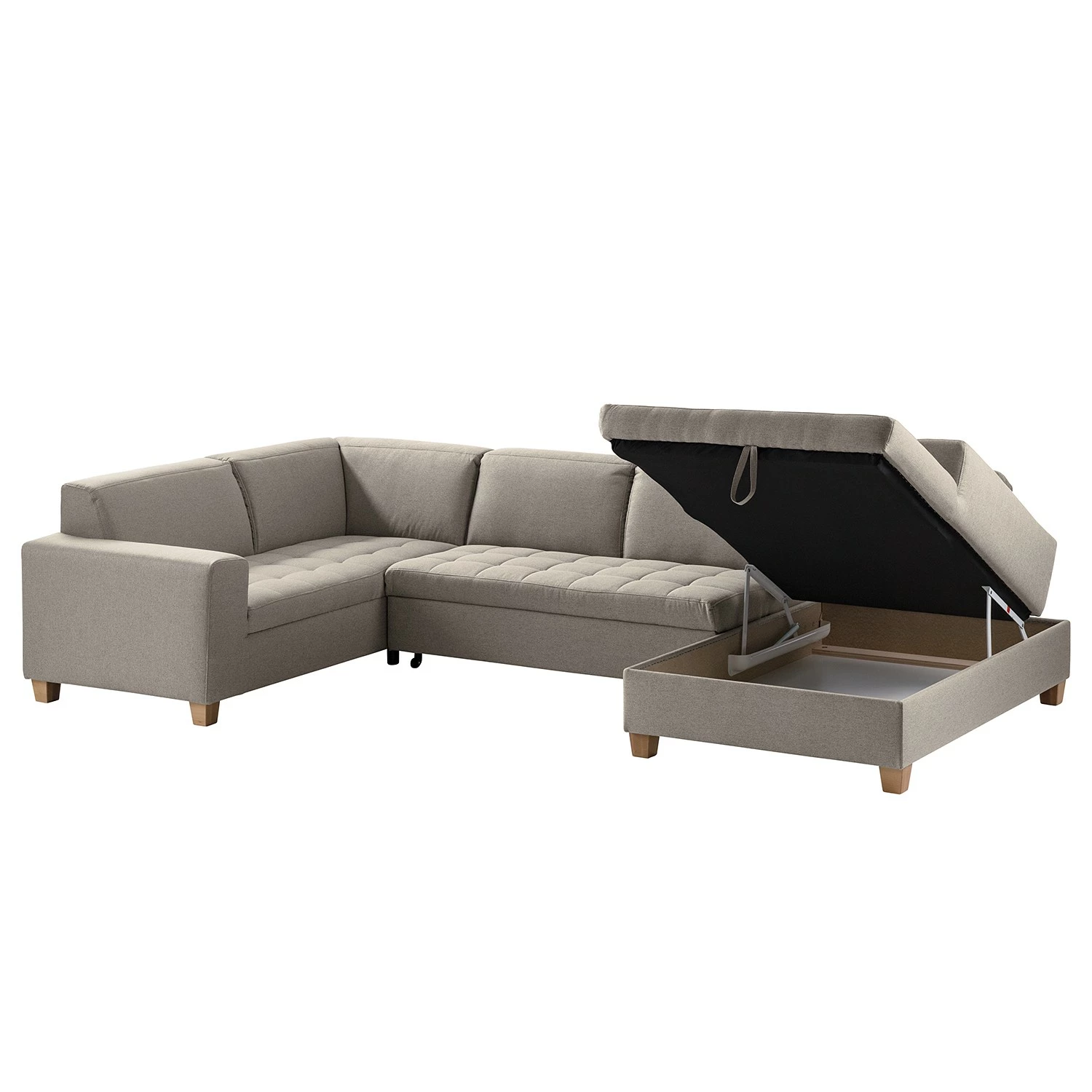 Ars Natura Wohnlandschaft Roblin I - Webstoff - Granit - Longchair davorstehend rechts - Schlaffunktion - Bettkasten 6 Ars Natura Wohnlandschaft Roblin I - Webstoff - Granit - Longchair davorstehend rechts - Schlaffunktion - Bettkasten – Bild 6