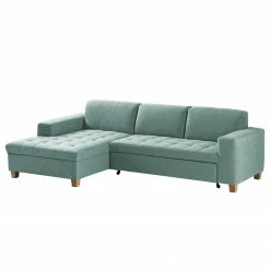 Ars Natura Ecksofa Roblin III - Webstoff - Mintgrau - Longchair davorstehend links - Schlaffunktion