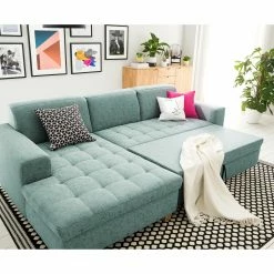 Ars Natura Ecksofa Roblin III - Webstoff - Mintgrau - Longchair davorstehend links - Schlaffunktion -WOHNZIMMERMÖBEL Verkäufe 1000186875 210323 15282002398 MOOD DETAILS P000000001000186875 mood