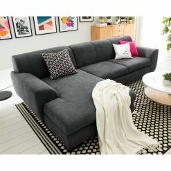 Loftscape Ecksofa Lefroy II - Webstoff - Dunkelgrau - Longchair davorstehend links - Schlaffunktion -WOHNZIMMERMÖBEL Verkäufe 1000186909 210323 15292802597 MOOD DETAILS P000000001000186909 mood