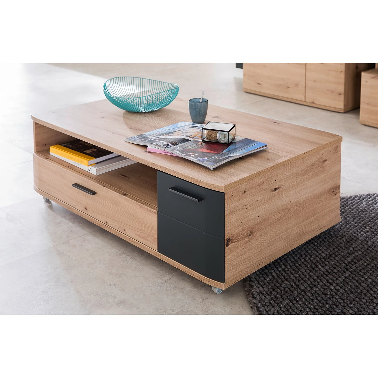 Naturoo Couchtisch Callington - Balkeneiche Dekor / Anthrazit 3 Naturoo Couchtisch Callington - Balkeneiche Dekor / Anthrazit – Bild 3