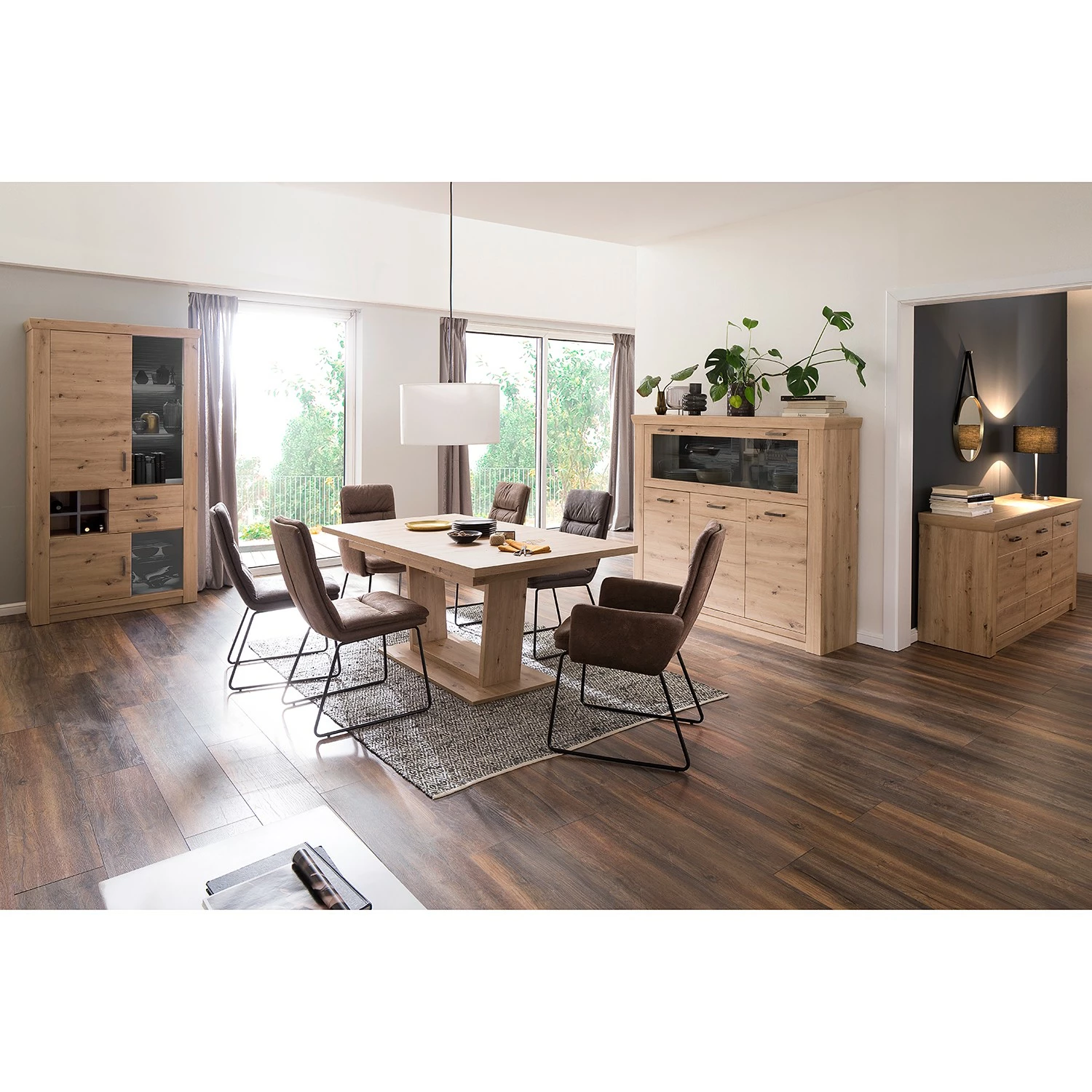 Naturoo Highboard Mendes I - Balkeneiche Dekor / Anthrazit 2 Naturoo Highboard Mendes I - Balkeneiche Dekor / Anthrazit – Bild 2